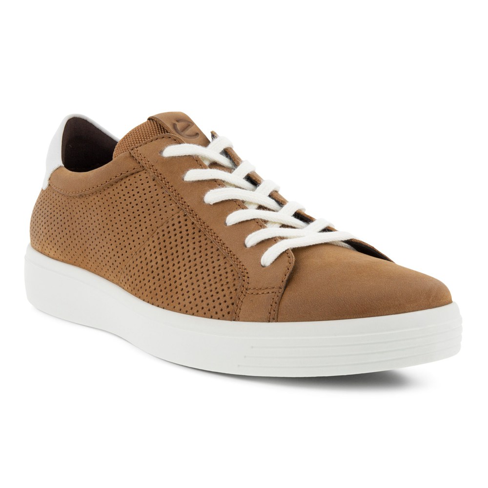 ECCO Mens Sneakers Brown/White - Soft Classic Laced - QIR-104386